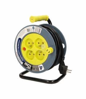 Przedłużacz bębnowy 4-krotny, 15m, limonko, schuko