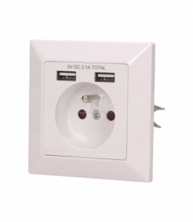 Gniazdo pojedyncze 2P+Z, USBx2 Orno OR-AE-13140