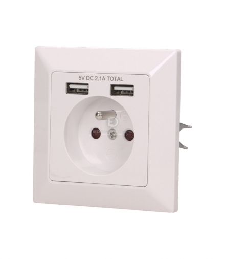 Gniazdo pojedyncze 2P+Z, USBx2 Orno OR-AE-13140