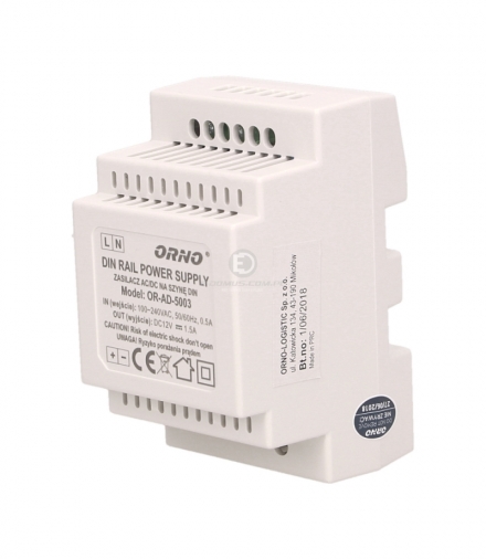 Zasilacz na szynę DIN 12V, 1,5A Orno OR-AD-5003
