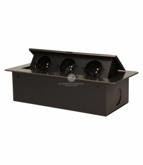 Gniazda wpuszczane w blat z płaskim, frezowanym rantem, 3x2P+Z, grafit Orno OR-AE-1336/GR