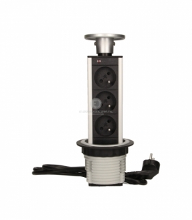 Gniazdo meblowe 3x2P+Z wysuwane z blatu 8cm, 1,8m