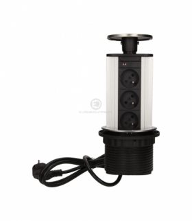 Gniazdo meblowe 3x2P+Z wys.z blatu 10cm, INOX1,8m