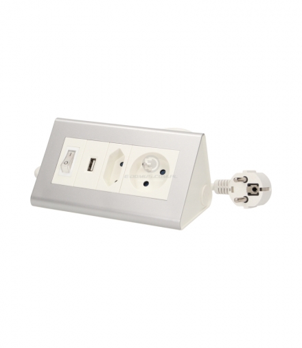 Przedłużacz biurkowy z wyłącznikiem 2x250V AC i USB