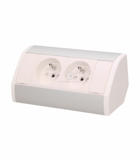 Gniazdo meblowe 2x2P+Z, biało-srebrne Orno OR-GM-9005/W-G