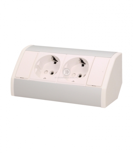 Gniazdo meblowe 2x2P+Z, schuko, biało-srebrne Orno OR-GM-9005/W-G(GS)