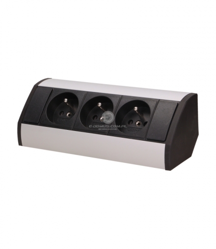 Gniazdo meblowe 3x2P+Z, czarno-srebrne Orno OR-GM-9001/B-G