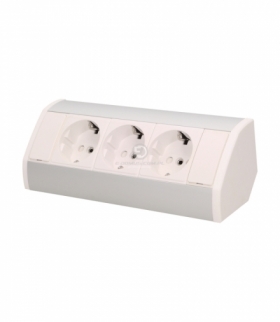 Gniazdo meblowe 3x2P+Z, schuko, biało-srebrne Orno OR-GM-9001/W-G(GS)