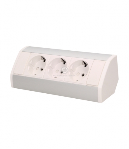 Gniazdo meblowe 3x2P+Z, schuko, biało-srebrne Orno OR-GM-9001/W-G(GS)