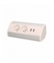 Gniazdo meblowe 2x2P+Z + USB, biało-srebrne Orno OR-GM-9003/W-G
