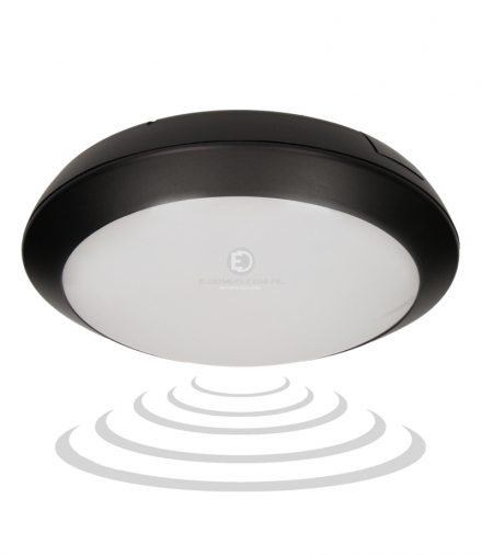 Plafon BRYZA LED, czarny,15W,IP66, czujnik mikrof.
