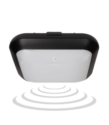 Plafon MONSUN LED, czarny,15W,IP66,czujnik mikrof.