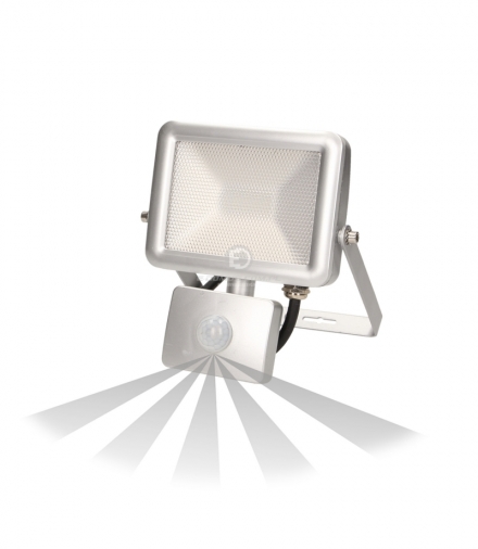 Naświetlacz SLIM LED 10W czuj. ruch. IP44, srebrny