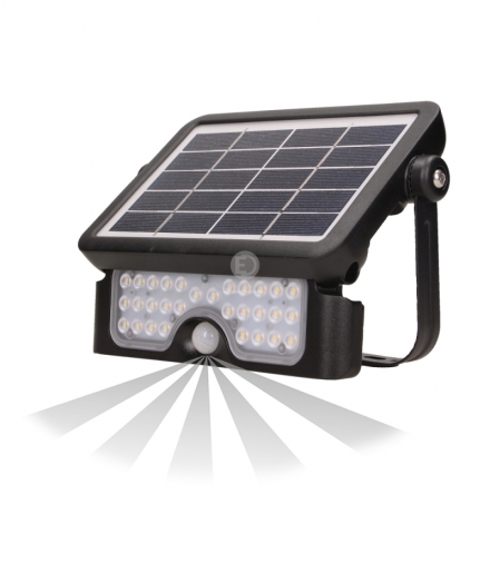 LUX LED, naświetlacz solarny z czujnikiem ruchu 5W, 500lm, 2x1500mAh, IP65, czarny Orno OR-SL-6108BLR4