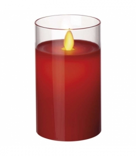 Świeca 12,5 cm szkło czerwona 2× AA, VNT EMOS ZY2291
