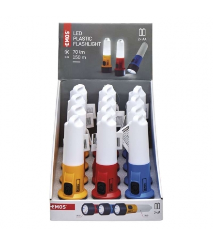 Latarka LED 1W + 1W plastikowa 2× AA box 12 EMOS P3212