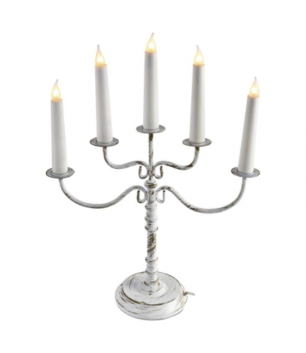 Dekoracje - świecznik 5 LED metal biały VNT IP20 WW, timer EMOS ZY2211