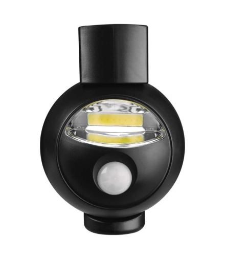 Lampka nocna 3W COB LED 3× AA, 90lm, czujnik PIR, czarna EMOS P3312