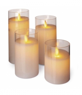 Świece 10/12,5/15/17,5 cm szkło białe 8× AA, VNT EMOS ZY2274