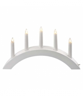 Dekoracje - świecznik drewniany łuk biały 20x38 cm 15W na 5x żarówek E10, IP20 EMOS Lighting DCAZ01