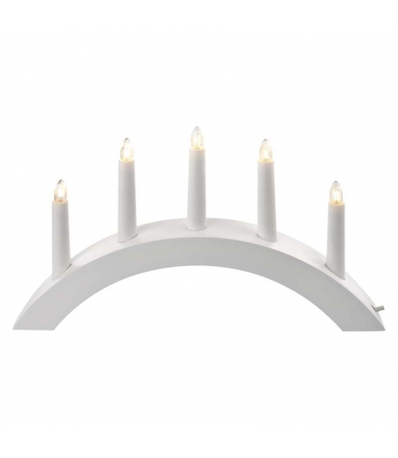 Dekoracje - świecznik drewniany łuk biały 20x38 cm 15W na 5x żarówek E10, IP20 EMOS Lighting DCAZ01