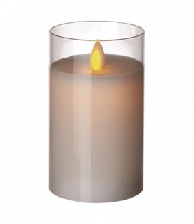 Świeca 12,5 cm szkło biała 2× AA, VNT EMOS ZY2290