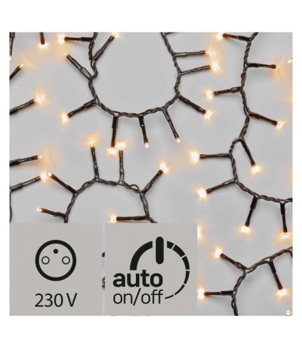 Lampki choinkowe LED Classic Cluster, jeżyk, 600LED 12m, vintage, czarny, IP44, timer EMOS Lighting D4BV03