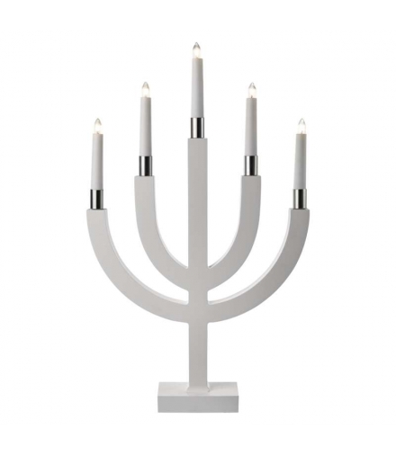 Dekoracje - świecznik drewniany biały 15W (5× żarówka E10) EMOS ZY2219