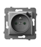 Gniazdo pojedyncze z uziemieniem z przesłonami torów prądowych, z ładowarką USB SZARY MAT