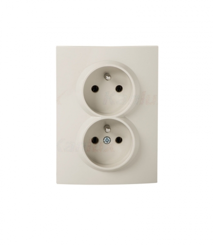 Gniazdo zasilające podwójne francuskie, kompletne z ochroną styków LOGI Kanlux 25441