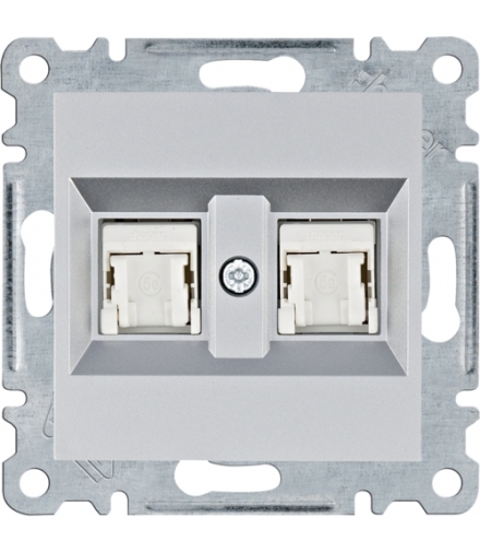 lumina Gniazdo komputerowe podwójne RJ45 kat.5e UTP, srebrny Hager WL2122