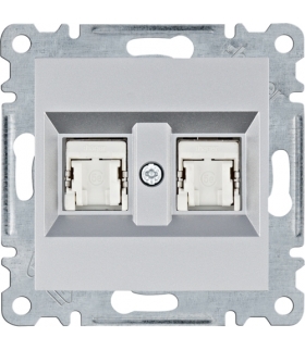 lumina Gniazdo komputerowe podwójne RJ45 kat.5e FTP, srebrny Hager WL2142