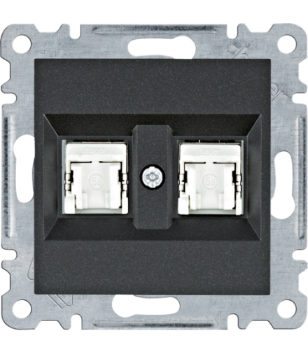 lumina Gniazdo komputerowe podwójne RJ45 kat.5e FTP, czarny Hager WL2143