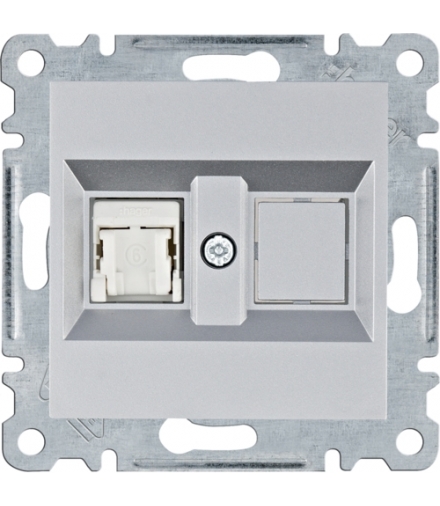 lumina Gniazdo komputerowe pojedyczne RJ45 kat.6 UTP, srebrny Hager WL2152