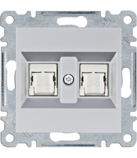 lumina Gniazdo komputerowe podwójne RJ45 kat.6 UTP, srebrny Hager WL2162