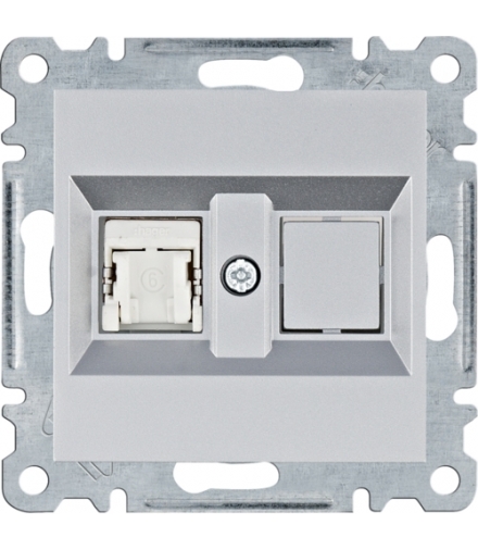 lumina Gniazdo komputerowe pojedyczne RJ45 kat.6 FTP, srebrny Hager WL2172