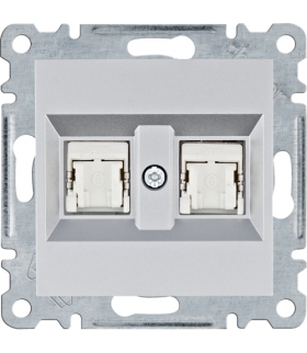 lumina Gniazdo komputerowe podwójne RJ45 kat.6 FTP, srebrny Hager WL2182