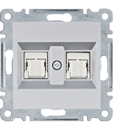 lumina Gniazdo komputerowe podwójne RJ45 kat.6 FTP, srebrny Hager WL2182