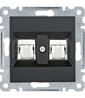 lumina Gniazdo komputerowe podwójne RJ45 kat.6 FTP, czarny Hager WL2183