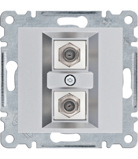 lumina Złącze podwójne typu F, srebrny Hager WL3262