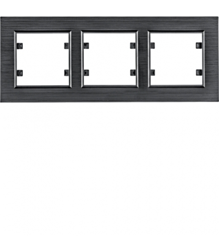 lumina passion Ramka 3-krotna pozioma, aluminium czarne Hager WL9233