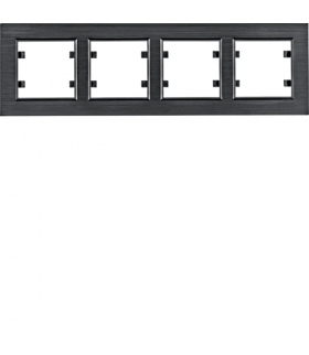 lumina passion Ramka 4-krotna pozioma, aluminium czarne Hager WL9243
