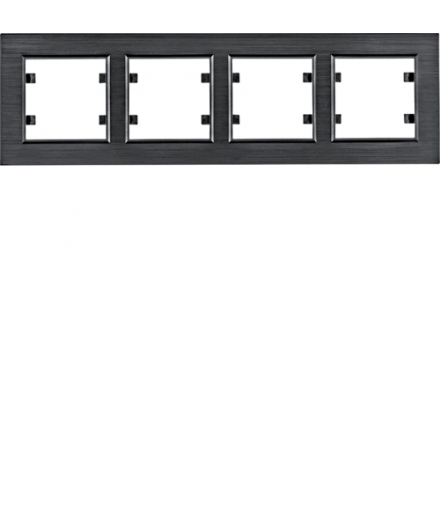 lumina passion Ramka 4-krotna pozioma, aluminium czarne Hager WL9243