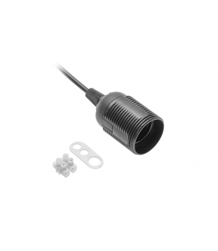 Gniazdo E27 z przewodem i kostką,AC220-240V,max.60W,2x0,75mm2,czarna