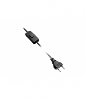 Kabel zasilający z wtyczka, z włącznikiem, 2m, czarny, 2x0,75mm2