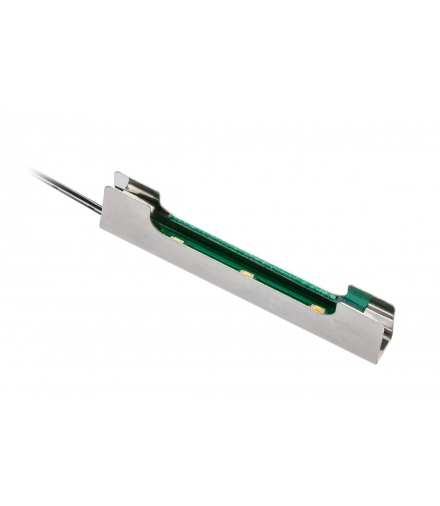 Klip metalowy 3xLED niebieski do półki szklanej 8mm, 0.24W/12V, przewód 2m z mini amp męs