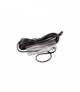 Klip plastikowy zimny biały do półki szklanej 8mm, 0.24W/12V, 3 diody led, przewód 2m z mini amp mę