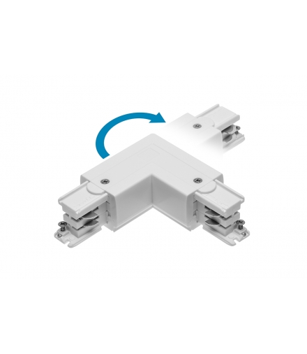 Łącznik L 90° do szynoprzewodu 3-fazowego X-RAIL, 101x101mm, regulowany, Z/W, biały