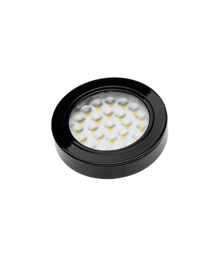 Oprawa LED czarny połysk wpuszczana z dystansem Vasco, 12V DC, 1.7W,24 SMD3528, zimny biały, 200cm p