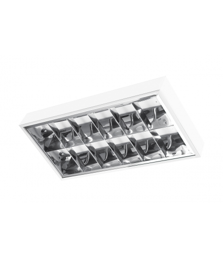 Oprawa rastrowa E, 2x18W, T8, G13, AC220-240V, 50/60Hz, IP20, EVG, PAR, natynkowa, biały